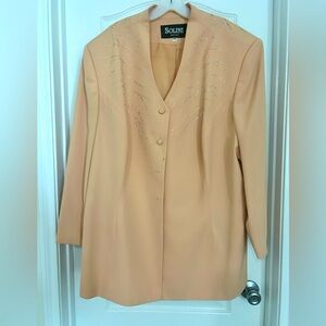 Solini Peach Rhinestone Women’s 2 Piece Suit, Evening Wear